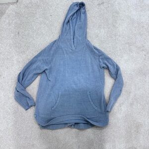 Girls Barefoot Dreams Blue/Gray Cozy Knit hoodie, size 12/14